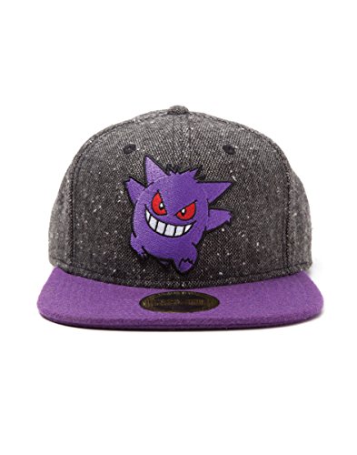 Meroncourt Unisex Pokemon Gengar Character Snapback Baseball Cap, One Size, Dark Grey/Purple Baseball Cap, Grey, One Size