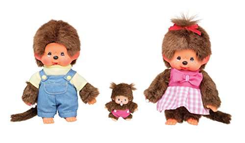 Sekiguchi 254870 Monchhichi Family Plush Toy Set Boy / Girl with Baby