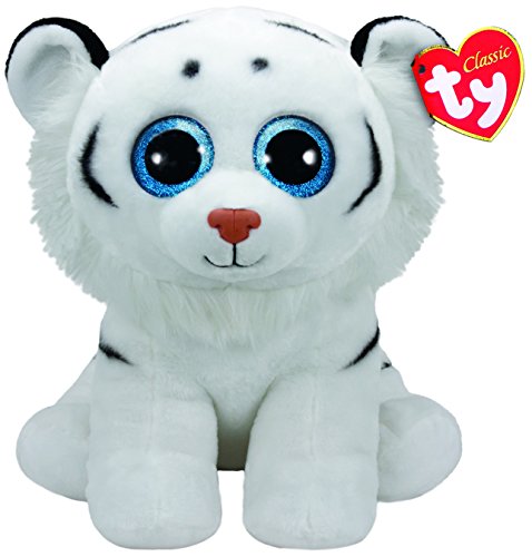 TY 90227&nbsp;Tundra, Glitter Eye Pink Tiger&nbsp;–&nbsp;Soft Toy, White, 42&nbsp;cm