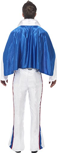 Smiffy's Men's Evel Knievel Costume, All in One Jumpsuit & Attached Cape, Size