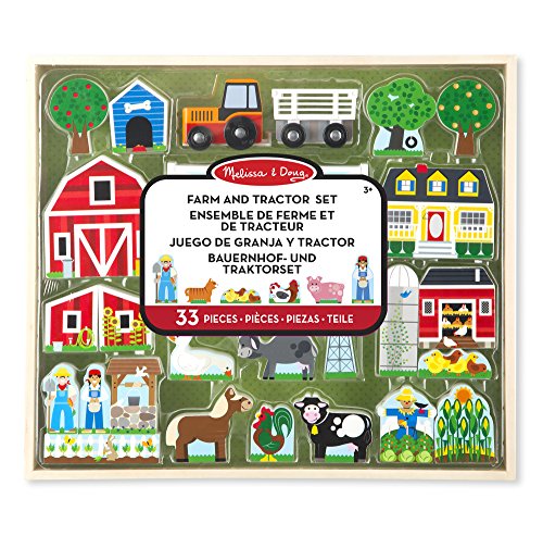 Melissa & Doug Wooden Farm & Tractor Play Set (33 pcs)