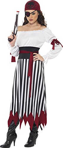 Smiffy's Adult Women's Pirate Lady Costume, Dress with Arms tied, Belt and Headpiece, Pirate, Serious Fun, Size S, 20803