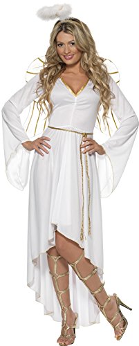 Smiffy's Adult Women's Angel Costume, Dress, Belt, Halo and Wings, Wings and Wishes, Serious Fun, Size