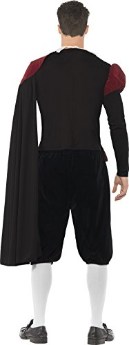 Smiffy's Adult Men's Tudor Lord Deluxe Costume, Top, trousers, Cape and Neck Ruffle, Tales of England, Serious Fun, Size L, 43418