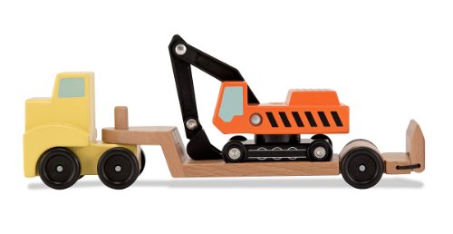 Melissa & Doug Digger & Low Loader Wooden Vehicle Set (3 pcs)
