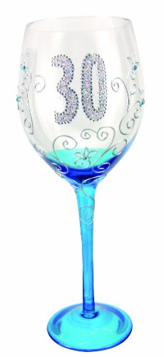 Boxer Tallulah Hand Decorated Clear Wine Glass with Gift Box, Age 30