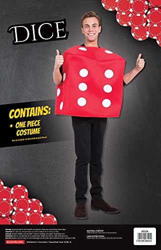 Bristol Novelty AF024 Poker Dice Costume, Red, One Size