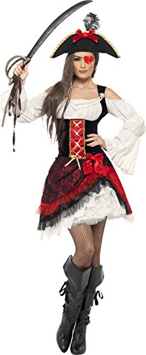 Smiffy's Adult Women's Glamorous Lady Pirate Costume, Dress and Hat, Pirate, Serious Fun, Size