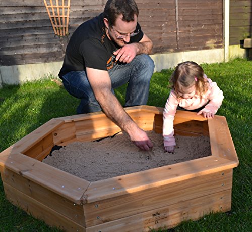 Garden Games 6403 Wooden Childrens Hexagonal Sandpit with Underlay and Sand Pit Cover 1.2 Metre Garden Games 6403 Wooden Childrens Hexagonal Sandpit with Underlay and Sand Pit Cover 1.2 Metre