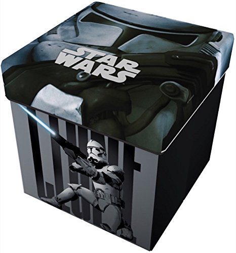 Star Licensing Disney Lucas Star Wars Storage Stool with Cushion, Polyester, multicoloured, 32 x 32 x 32 cm