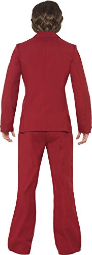 Smiffy's Men's Anchorman Ron Burgundy Costume, Suit, Moustache, Mock Shirt & Tie, Anchorman, Size