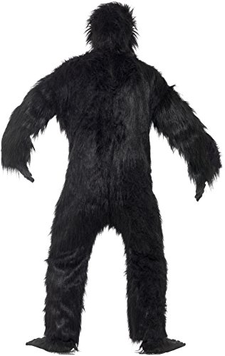 Smiffy's Adult Men's Gorilla Deluxe Costume, Bodysuit with Rubber Chest, Mask, Hands and Feet, Party Animals, Serious Fun, One Size, 24230