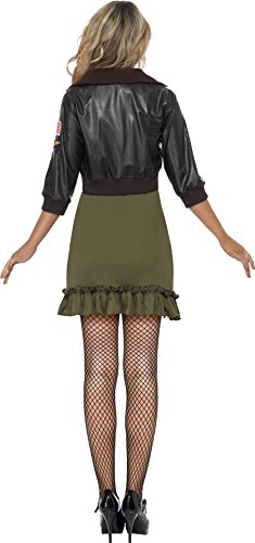 Smiffy's Women's Sexy Top Gun Costume, Dress & Bomber Jacket, Colour