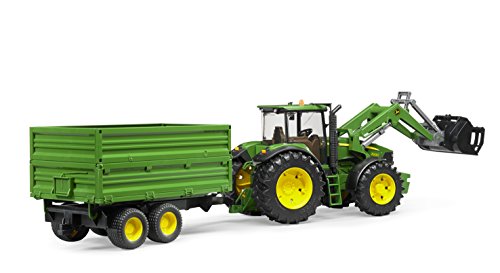 Bruder John Deere with Front Loader and Tandem Axle Tipping Trailer