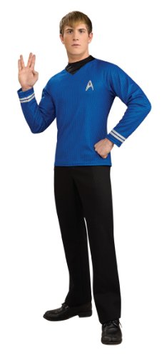 Star Trek Movie Costume, Mens Spock Blue Costume Top, Style 2, Large, CHEST 42