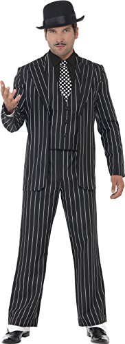 Smiffy's Adult Men's Vintage Gangster Boss Costume, Jacket, Tie, Waistcoat Mock Shirt and Trousers, 20's Razzle Dazzle, Serious Fun, Size