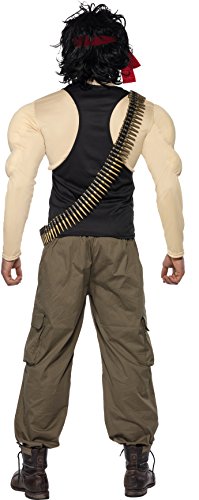 Smiffy's Men's Rambo Costume, Top & Pants, Wig, Scarf, Bullet Belt & Dog Tags, Size