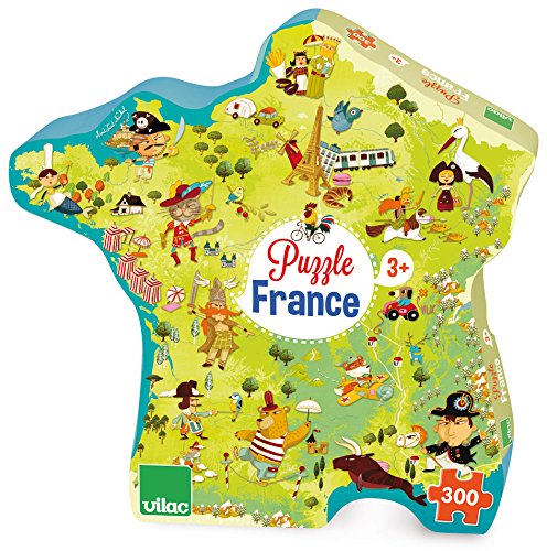 Vilac Vilac2726 50 X 55 cm Map of France Cardboard Puzzle by Olivier (300