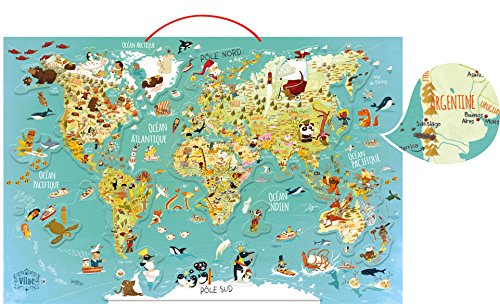 Vilac 76 x 50 x 1 cm World Map Magnetic Puzzle by Olivier (78