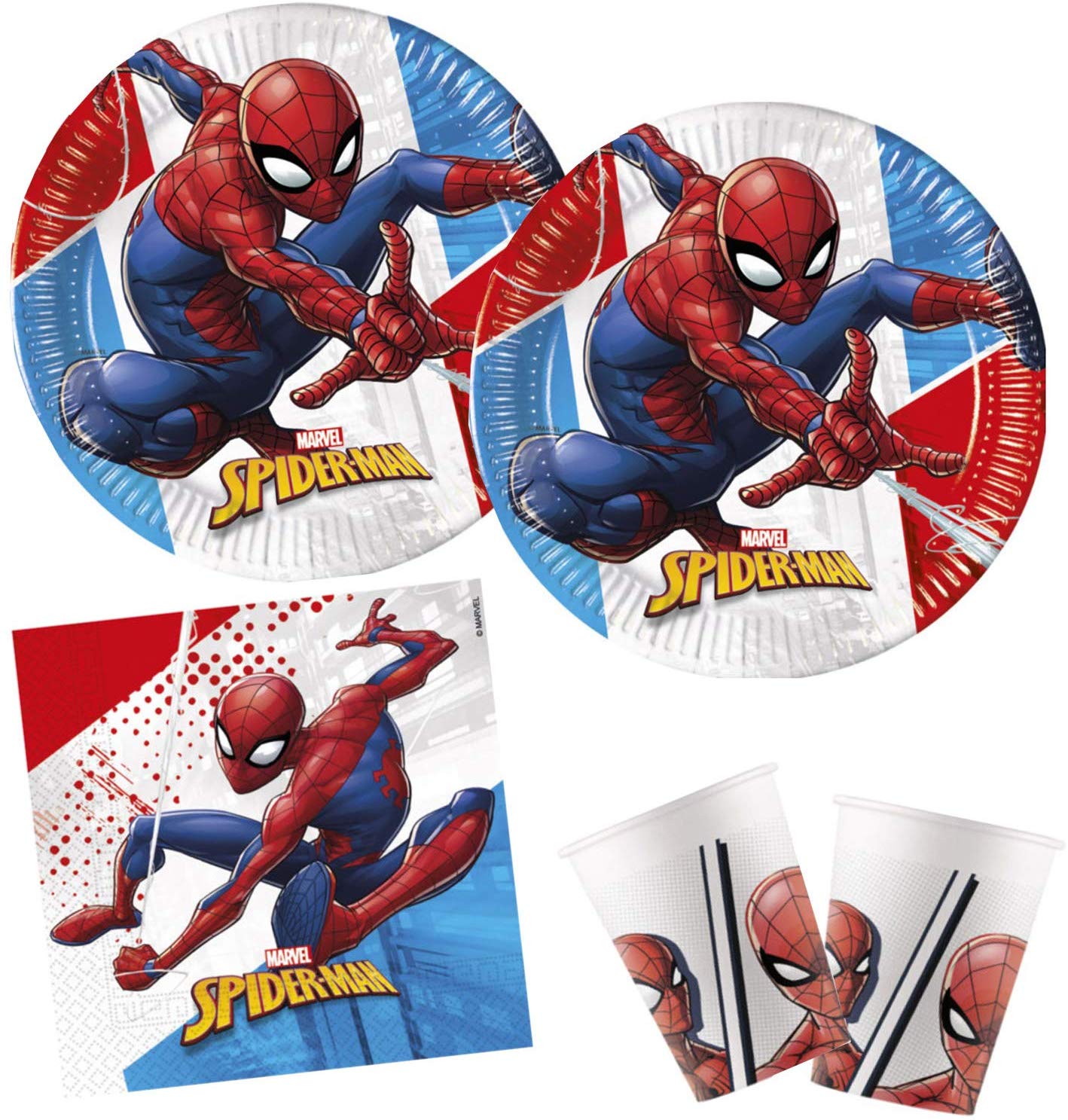 Procos 10132630 party sada Marvel Spiderman Super Hero, kompostovatelná, barevná