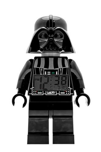 LEGO Star Wars Darth Vader Kids Minifigure Light Up Alarm Clock | black/gray | plastic | 9.5 inches tall | LCD display | boy girl | official LEGO Star Wars Darth Vader Kids Minifigure Light Up Alarm Clock | black/gray | plastic | 9.5 inches tall | LCD display | boy girl | official