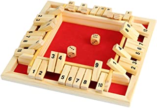 NXACETN Wooden Board Game 2 Dice Shut The Box Dice Game Classic 4