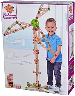 Eichhorn 100039046 Constructor Windmill, Versatile Wooden Toy with 300 Components, 8 Different Constructions for Children 6 Years and Up, 100% FSC Beech Wood