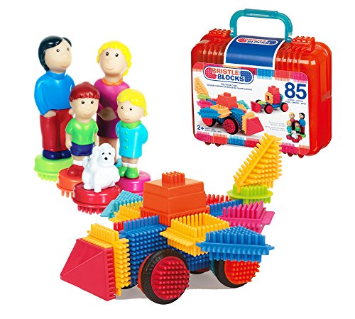 Bristle Blocks Big Value Set with Family and Animal Figurines in a Carry Case with Handle (85 Pieces)