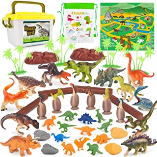 Vanplay Dinosaur Toys Include Dinosaur Figures And Dinosaur Egg, Children's Birthday Decoration With Play Mat And Box, Pack of 53