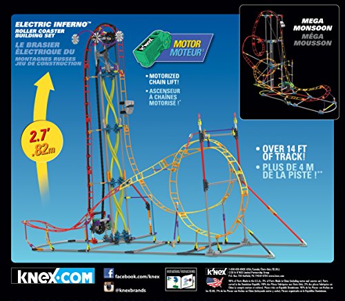 K'NEX Thrill Rides Electric Inferno Roller Coaster Building Set for Ages 9+, Engineering Education Toy, 639 Pieces
