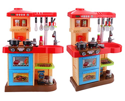 deAO Toddler Kitchen Playset My Little Chef With 30 Accessories Role Playing Game in RED