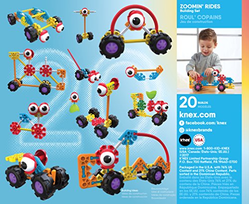 Kid K’NEX Zoomin’ Rides Building Set for Ages 3 and Up, Preschool Educational Toy, 64 Pieces