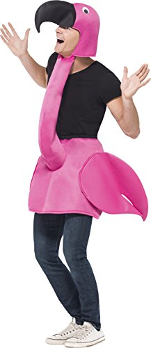 Smiffy's Adult Unisex Flamingo Costume, Foam Piece with Neck and Hood, Party Animals, Serious Fun, One Size, 26392