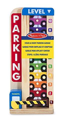 Melissa & Doug Stack & Count Wooden Parking Garage With 10 Cars
