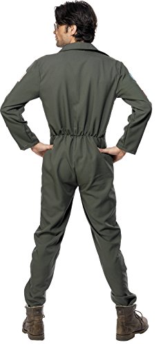 Smiffy's Men's Top Gun Pilot Costume, Jumpsuit, Dog Tags & Sunglasses, Top Gun, Colour