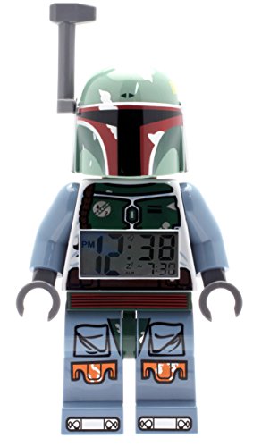 LEGO Star Wars Boba Fett Kids Minifigure Light Up Alarm Clock | green/blue | plastic | 9.5 inches tall | LCD display | boy girl | official