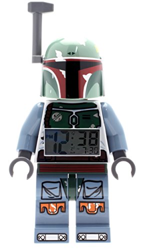 LEGO Star Wars Boba Fett Kids Minifigure Light Up Alarm Clock | green/blue | plastic | 9.5 inches tall | LCD display | boy girl | official LEGO Star Wars Boba Fett Kids Minifigure Light Up Alarm Clock | green/blue | plastic | 9.5 inches tall | LCD display | boy girl | official
