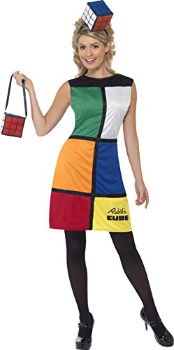 Smiffy's Women's Rubik's Cube Costume, Dress, Headband & Bag, Size